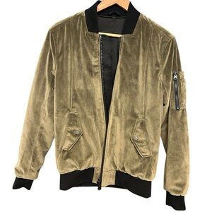 John and Jenn (Anthropologie) M reversible velvet effect green and satin effect